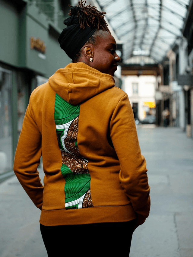 Sweat  capuche camel wax vert