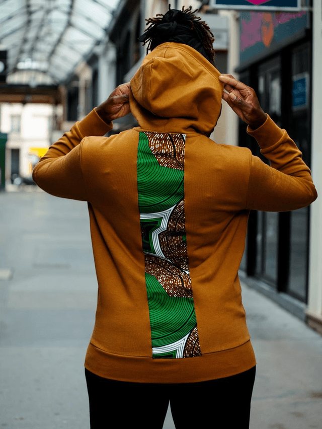 Sweat  capuche camel wax vert